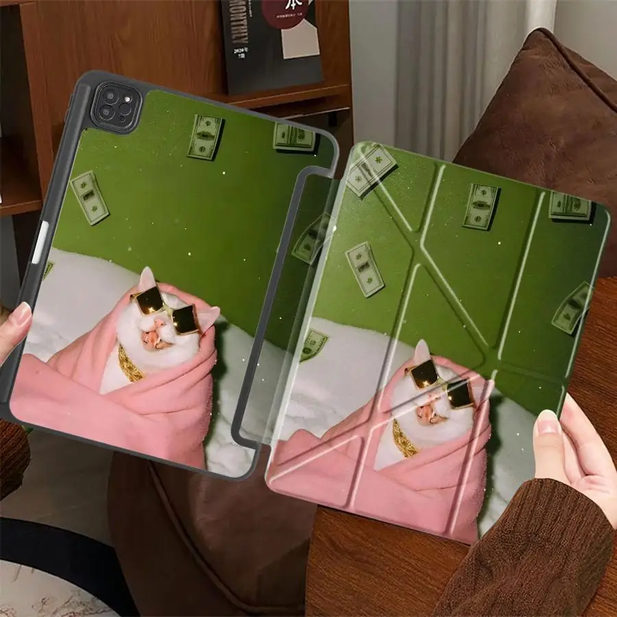 

Holder Cover Tablet Case For iPad Pro 11th 10th 9th 8th 7th 12.9inch Air 4 5 M3 M2 M4 11inch Pro 2025 Mini 6 7 Rich Cats