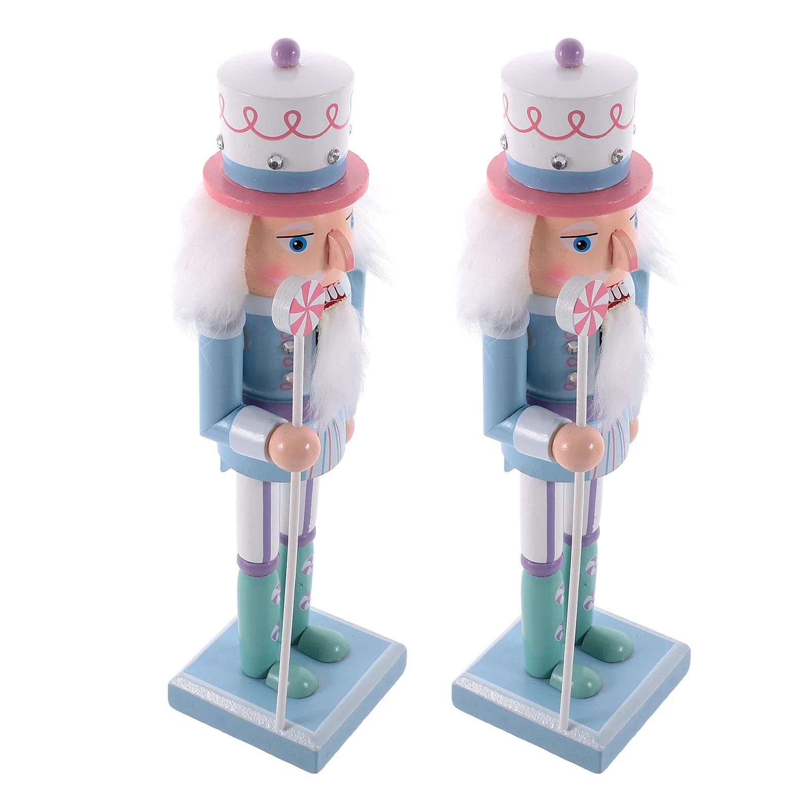 

2Pcs Wooden Christmas Nutcracker Soldier 25Cm Candy Color Hand Carved Desktop Decoration for Holiday Shelves Table Centerpiece