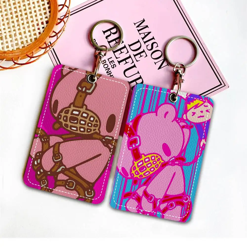 Cartoon G-Gloomy Bear Vintage PU Soft Leather Rectangular Key Card Holder Induction Elevator Protection Cover
