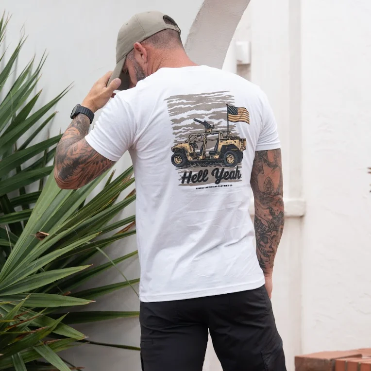2026 New Hell Yeah Military Vehicle Tactical Print Graphic T Shirt Unisex Oversized Streetwear Vintage Art Short Sleeve Tee Tops