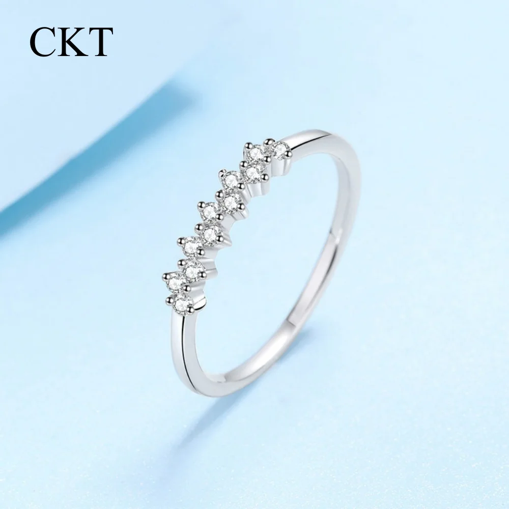 

Ювелирные кольца CKT Fine Jewelry с муассанитом 0.165 карата D цвета, платиновые Pt950, для женщин, обручальные, с лабораторными бриллиантами, штабелируемые, с драгоценными камнями