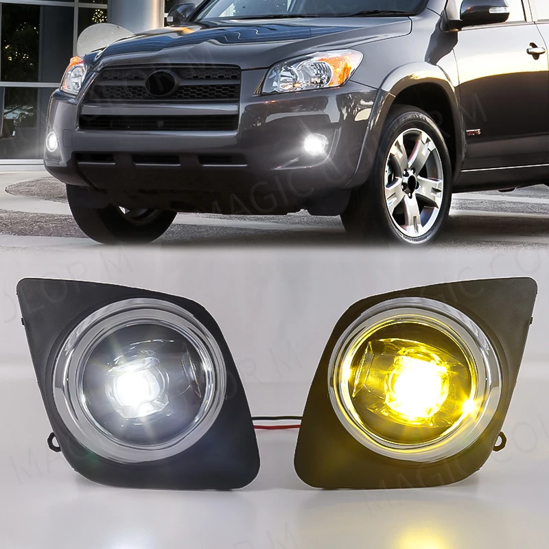 

For Toyota RAV4 2009 2010 2011 2012 Car Fog Lamps Front Bumper Yellow White Daytime Running Light With Wires Switch Accessories