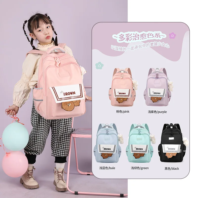 

Primary School Girls Grade 1, 2, 3 To 6 Backbone Care Weight Reduction Children's Portable Backpack Girl