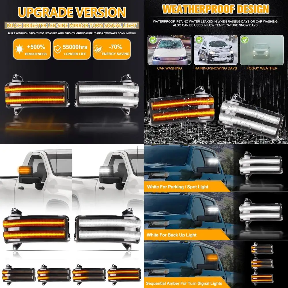 

Smoked Amber Sequential LED Side Mirror Turn Signals with Parking & Cargo Lights for 2020-2024 Chevy Silverado/GMC Sierra 2500/3