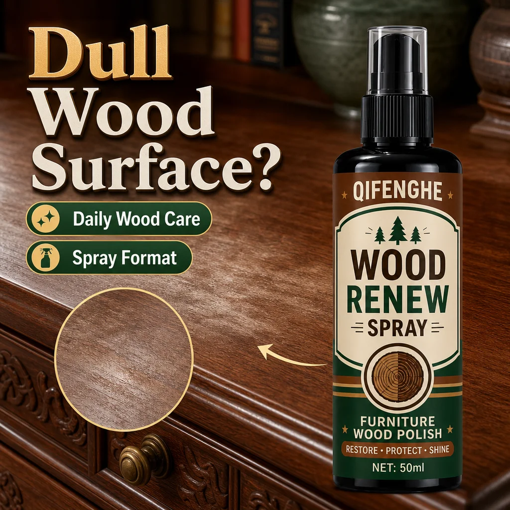 QIFENGHE Wood Renew Spray 50ml, Wood Furniture Polish Spray, Restore Dull Wood Surface, Nourish & Protect Wooden Table Cabinet D