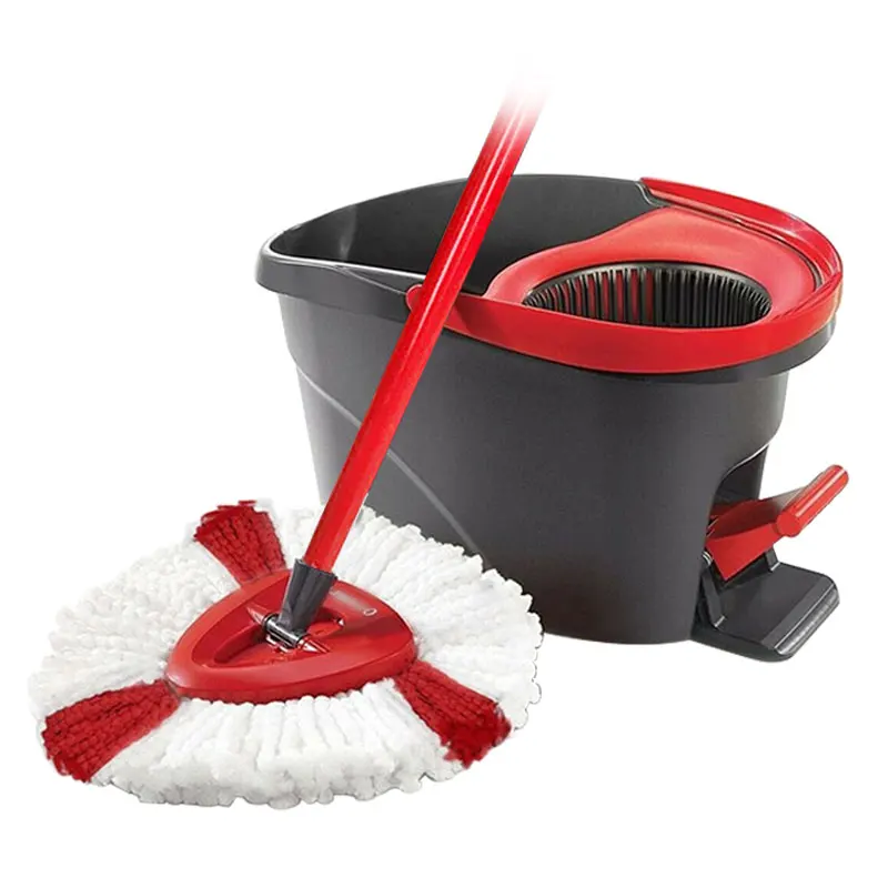 

Floor Cleaner Mop and Bucket Set Wholesale Easy Spinning Microfiber Mop Triangle Red Healthy Cozinha Household Cleaning ZZ50TB