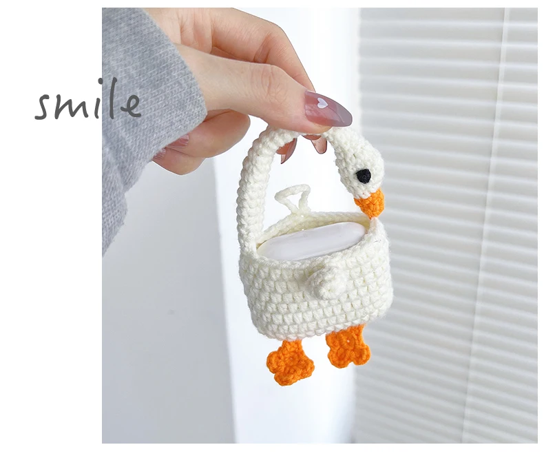 Cute Cartoon Plush Knitting Goose Case for AirPods 1 2 3 Pro Charge Box Soft Wireless Bluetooth Earphone Protect Cover