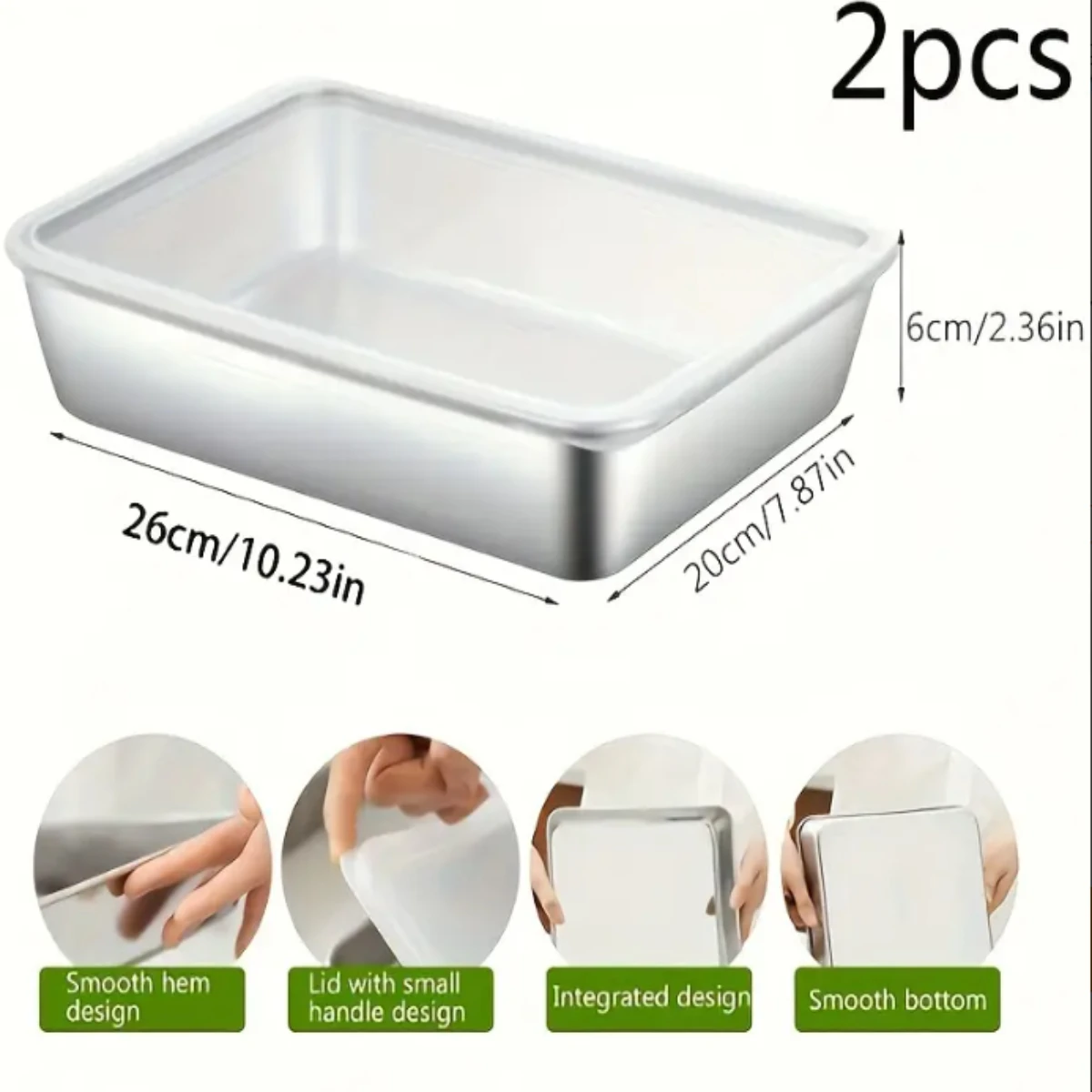 

Eco-Friendly Non-Stick BPA-Free Baking Pan Set with Lid - Stainless Steel Oven Tray for Cakes, Meats, Veggies, Fish - Perfect fo