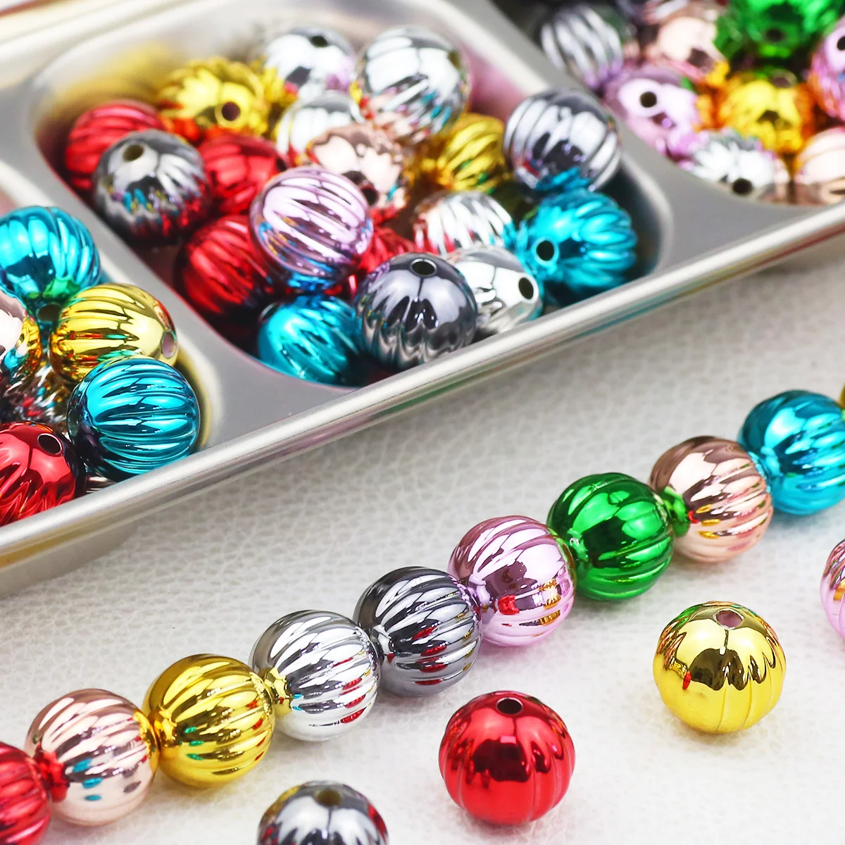 14 mm vertikal gestreifte Acrylperlen – verschiedene Farben, handgefertigt, DIY-Schmuckherstellung, lose Perlen für Armbänder, Halsketten, Zubehör
