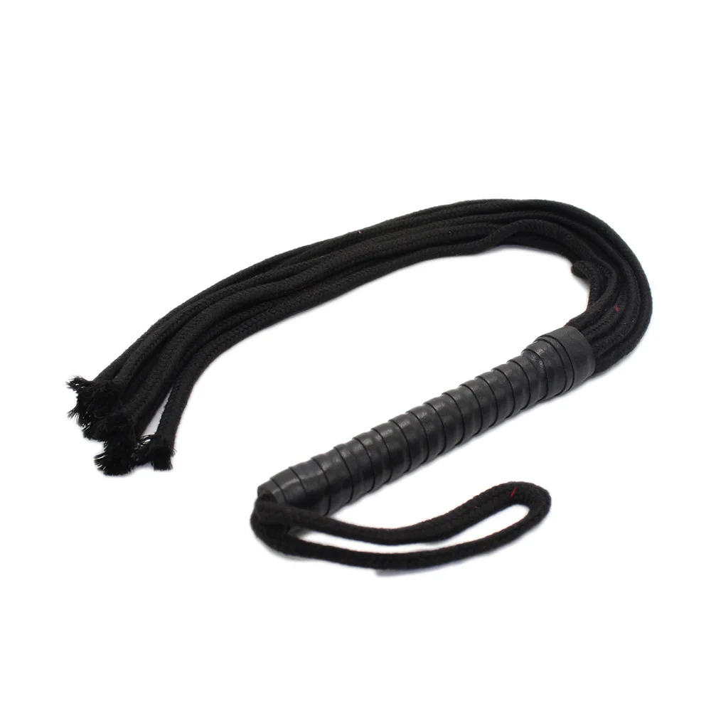 Chicote De Cavalo De Corda De Algodão, Flogger de couro PU, Equipamento de corrida, Cavalo de palmada, 48cm