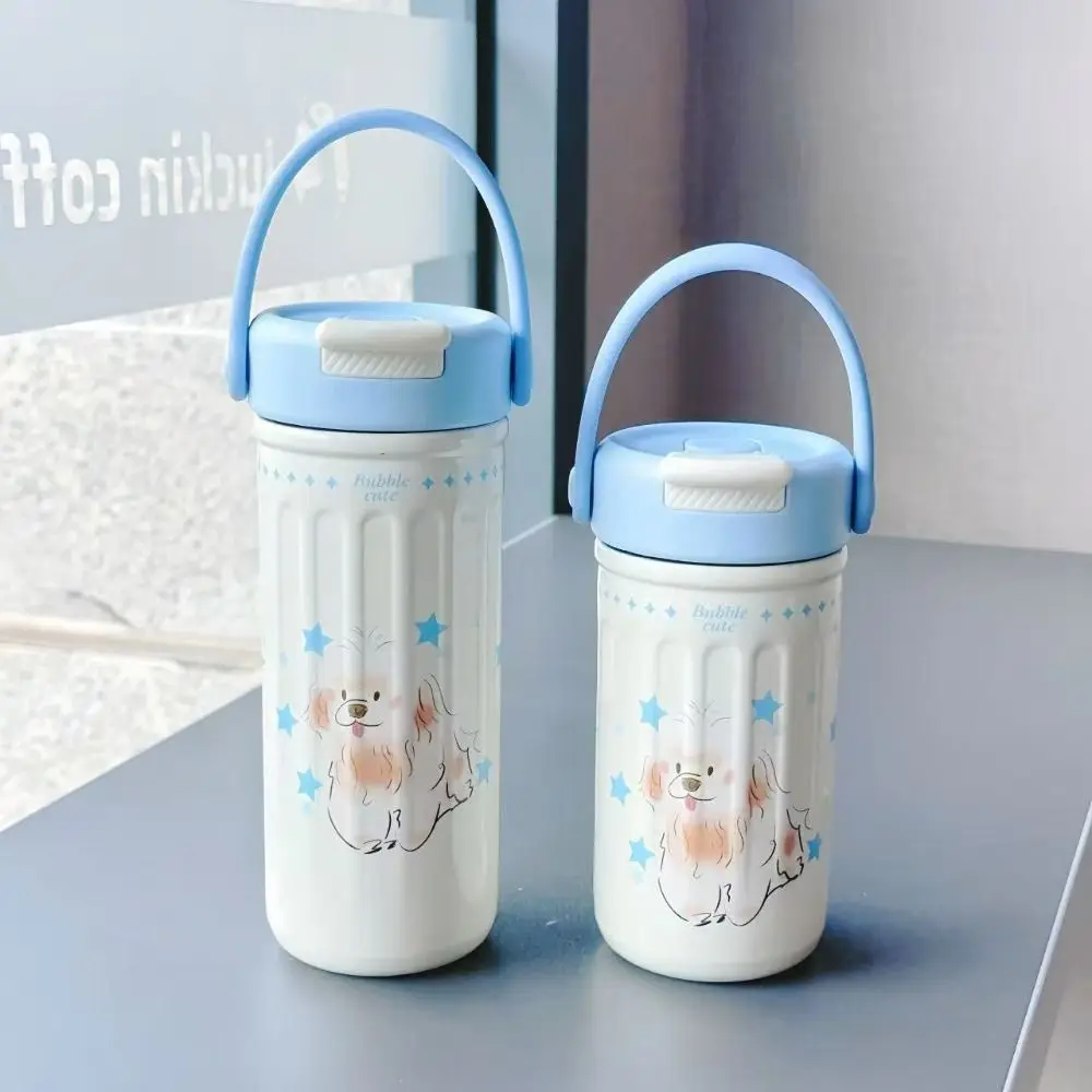 

Cute 380ml/500ml Insulated Cup Leak-proof Large Capacity Straw Cup Double Stainless Steel Water Bottle