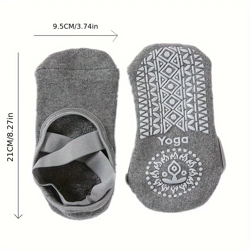 4 Pairs X-cross Yoga Socks for Women with Grips, Non-Slip Socks for Pilates, Barre, Ballet, Fitness
