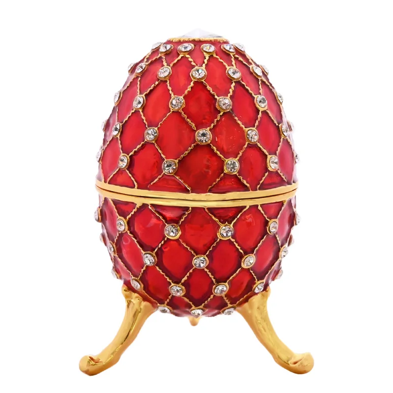 

YAFFIL European Mesh Egg Decoration Box Enamel Handicrafts Jewelry Storage Box Rhinestone Ornaments