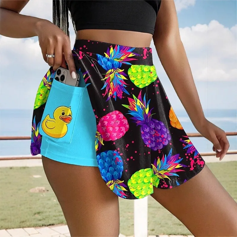 3D Printing High Waist Casual Right Pocket Culottes European American Foreign Trade Independent Station Summer Hot Women's Skirt