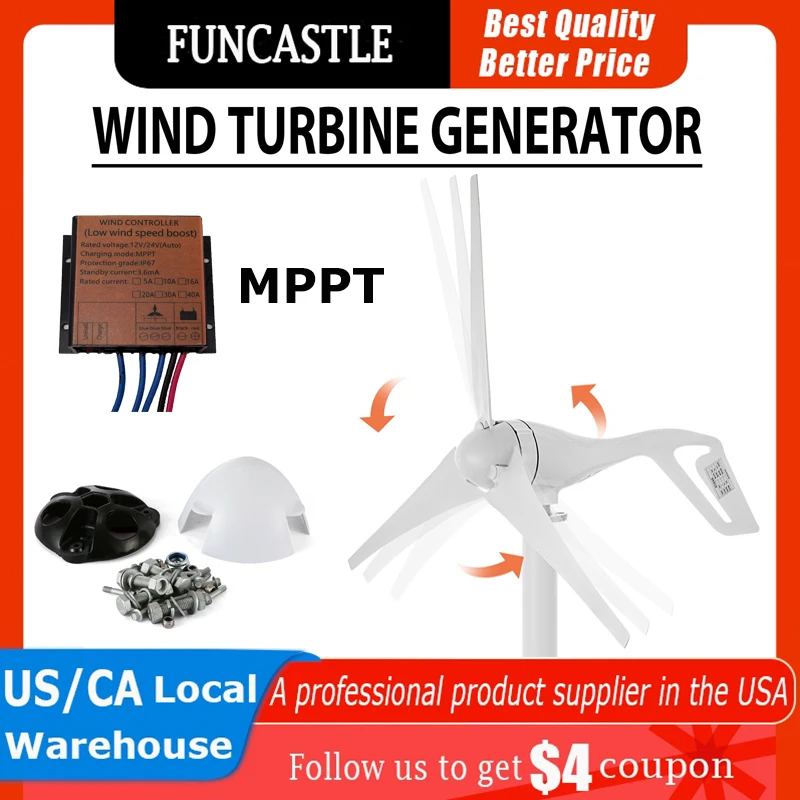 Wind Turbine Generator 400W 12V 3 Blades With MPPT Charge Controller Windmill Generator RV Yacht Farm Wind Generator for Home