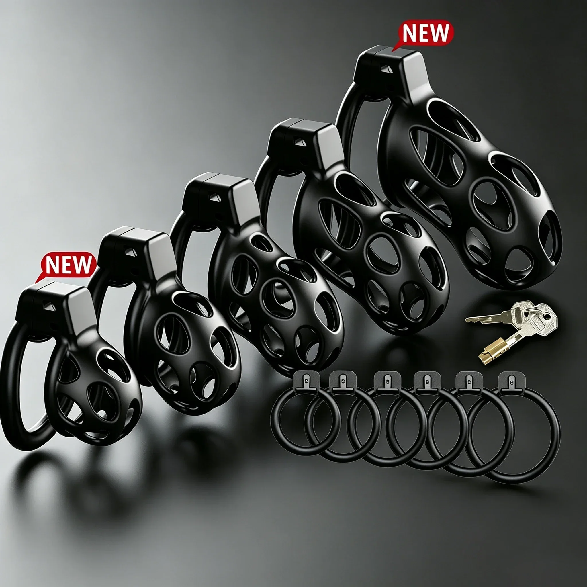 New Male Chastity Cage Set Anti Off Lock Penis Ring Cock Cage Kit Trainer Sex Toys Shop Sissy Adult Goods For Men BDSM Bondage view 3