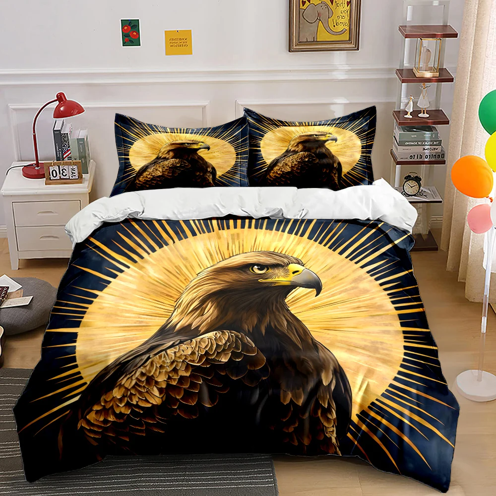 

Majestic Eagle with Golden Radiance Print Soft Comfortable Duvet Cover Bedding Set Included 1*Duvet Cover 2*Pillowcases