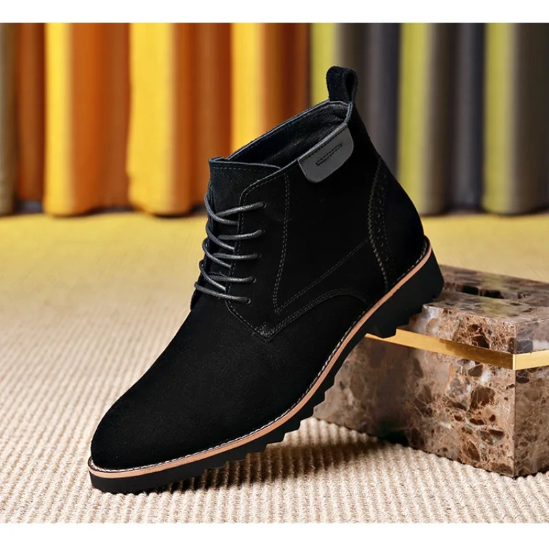 Men Genuine Leather Vintage Ankle Boots Lace Up Non Slip Block Heel Outdoor Street Daily Fashion Casual Short Work Boots2026