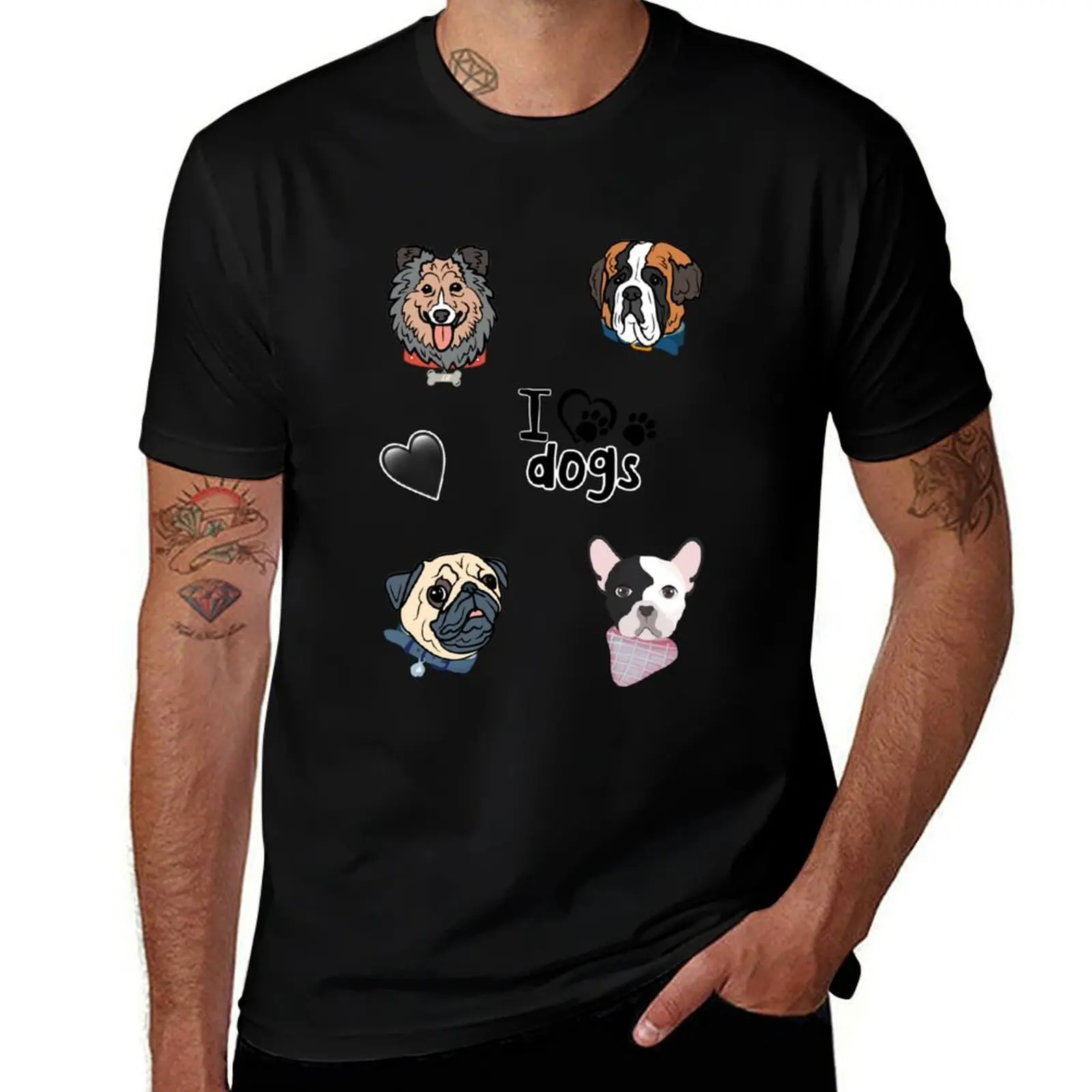 

I love dogs | dog lover Stickers pack T-Shirt Fashion Casual Short Sleeve Top