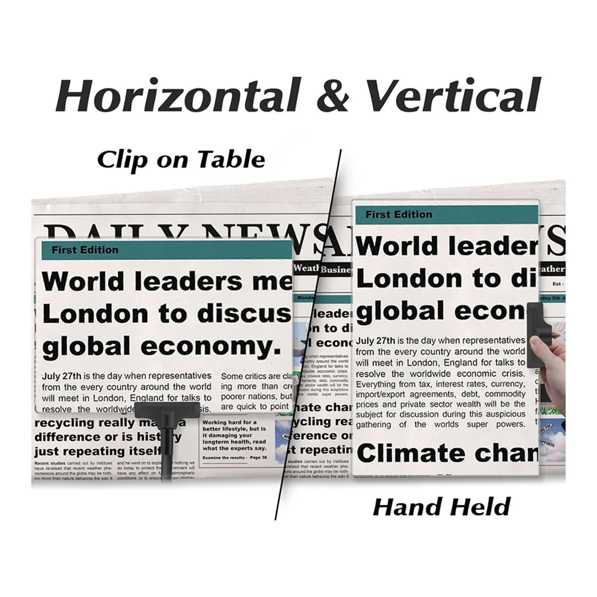 Lupa AA91 5X com clipe, lupa de 6x3,5 polegadas com braçadeira pescoço de ganso flexível ajustável, lupa com clipe