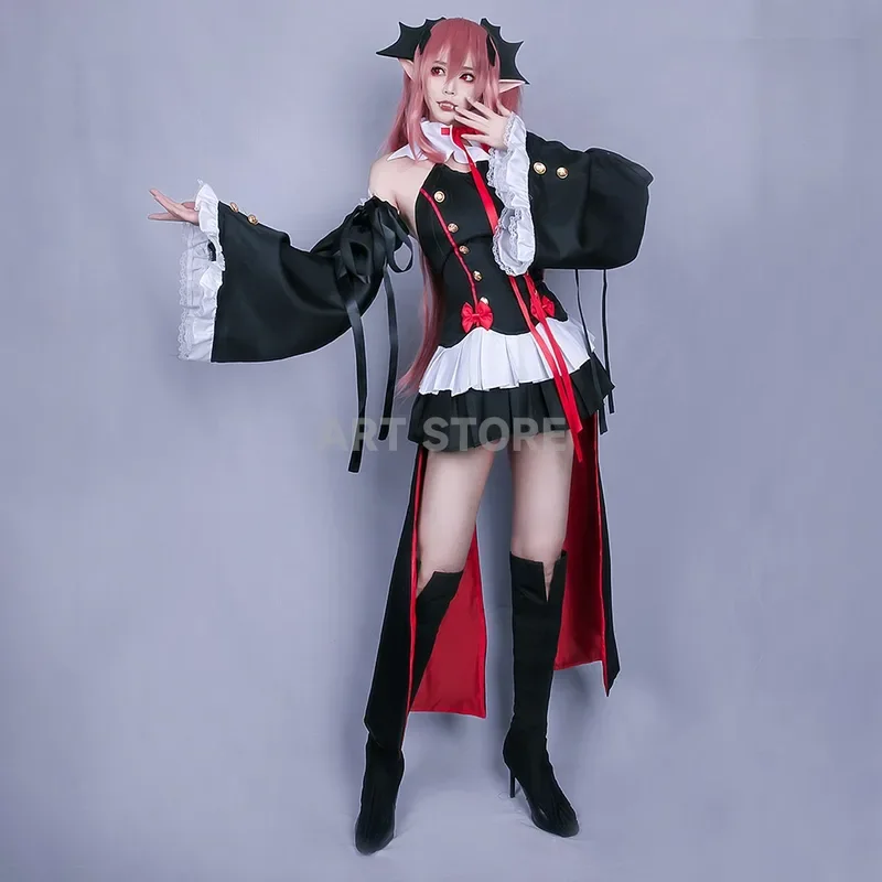 Krul tepes COSPLAY Seraph of The End Owari NO Seraph เครื่องแต่งกายวันฮาโลวีนคอสเพลย์อนิเมะแม่มดแวมไพร์สำหรับเด็กผู้หญิง