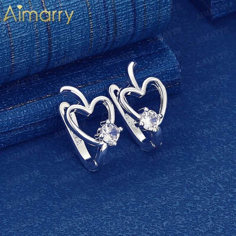 925 Sterling Silver Romantic Heart Set with AAA Zircon Earrings for Women's Banquets and Weddings High-quality Fashion Jewelry