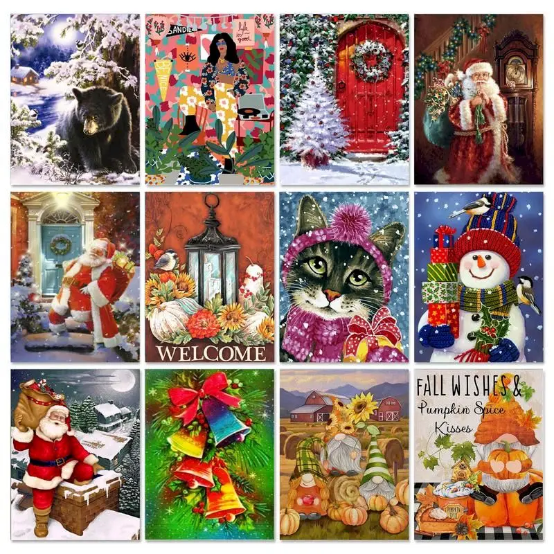 

CHENISTORY Christmas Diy Painting By Numbers Kits Landsape Acrylic Paint Crafts On Canvas Handmade Diy Ideas Gift For Home Decor