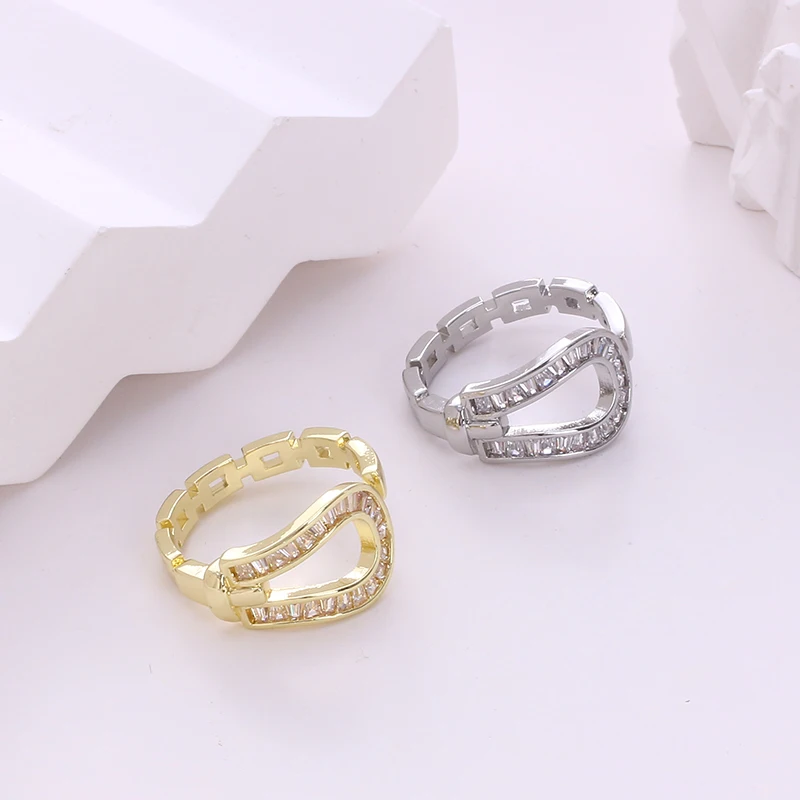 Niche Design Full Of Zircon Exquisite Horseshoe Buckle Index Finger Ring Ins Trend Personality Open Ring Major Brand