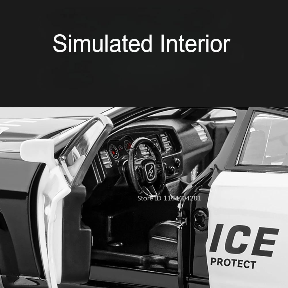 Cargador 1:32, coche de policía Hellcat, aleación, modelo fundido a presión, juguetes, puertas, adorno abierto, sonido, luz, vehículos extraíbles, regalo de colección para niños