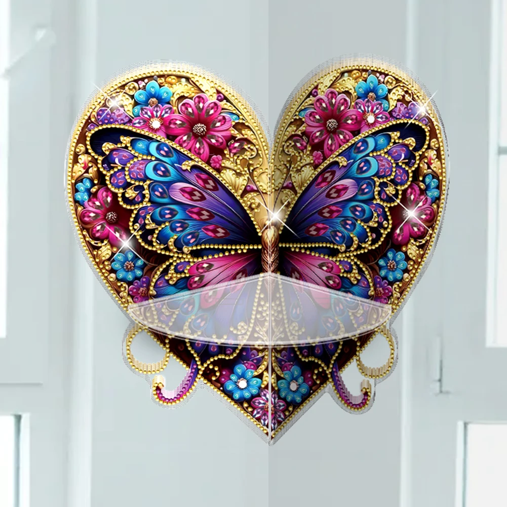 Scaffale angolare per pittura con diamanti a forma di farfalla, espositore angolare in acrilico con diamanti artistici per la decorazione della stanza