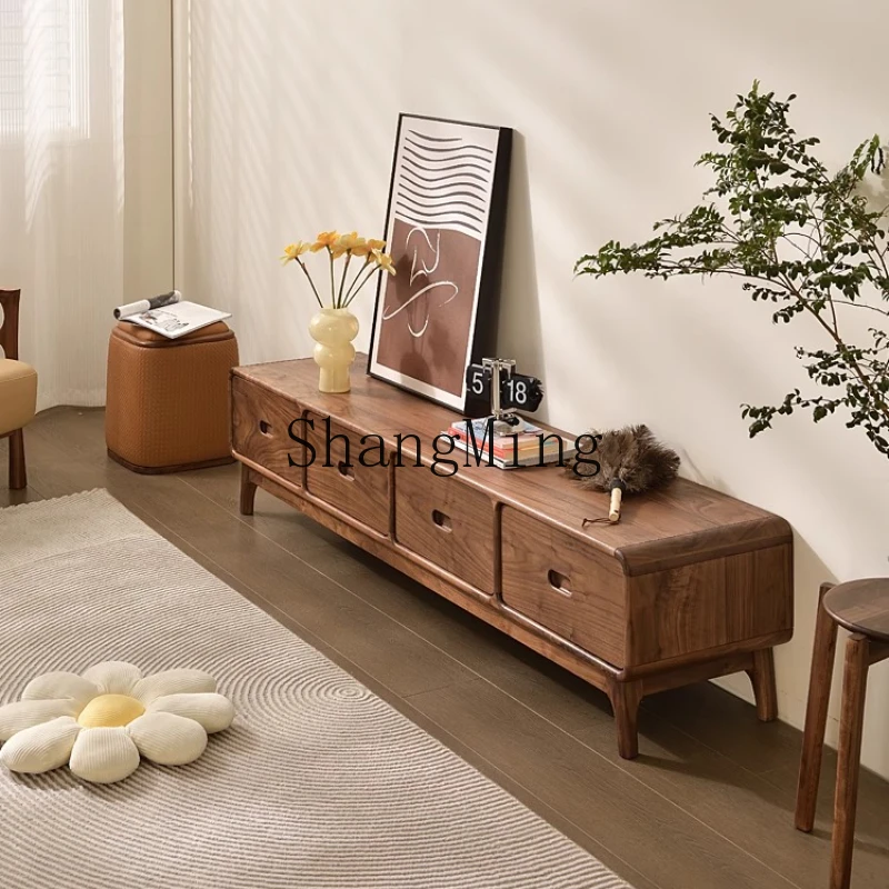 

CL walnut solid wood TV cabinet coffee table combination simple living room drawer cabinet