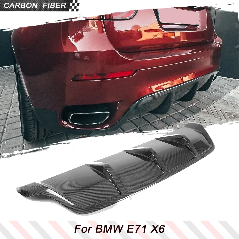 

Carbon Fiber Car Auto Rear Bumper Lip Diffuser Spoiler for BMW X6 E71 35i SUV Base Bumper 2008-2013 Car Rear Racing Body Kits