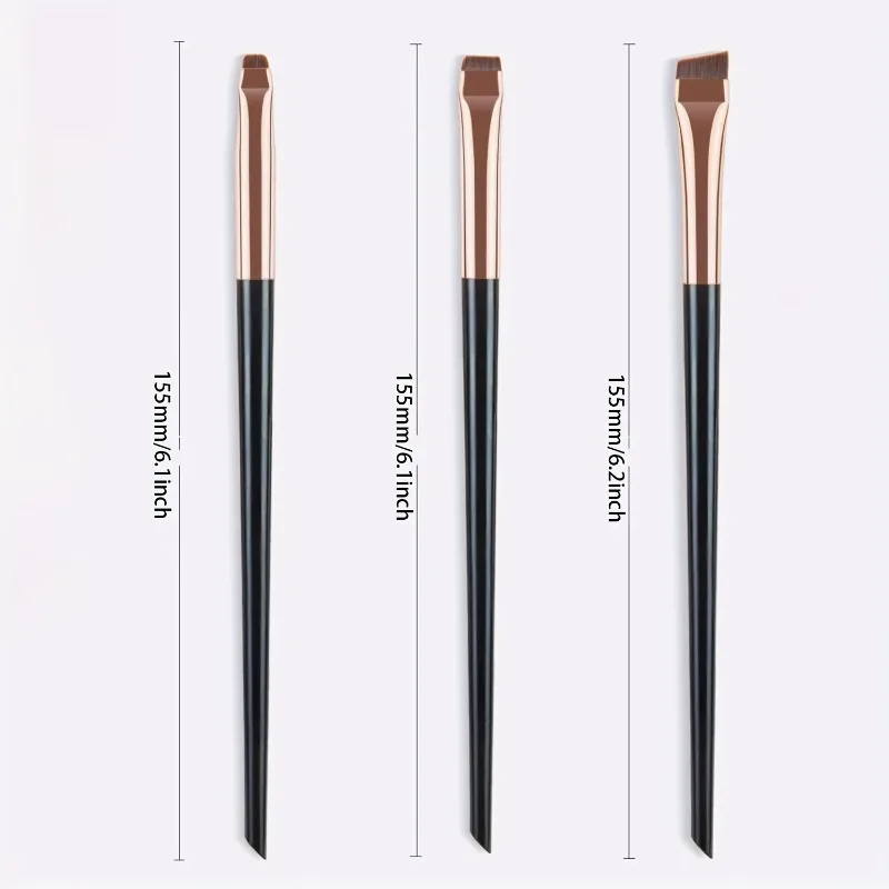 3pcs Precision Eyeliner Brush Set Fine Oblique Head Ultra-Thin Eyebrow & Eyeliner Brush Eye Shadow Brush for Makeup Tools