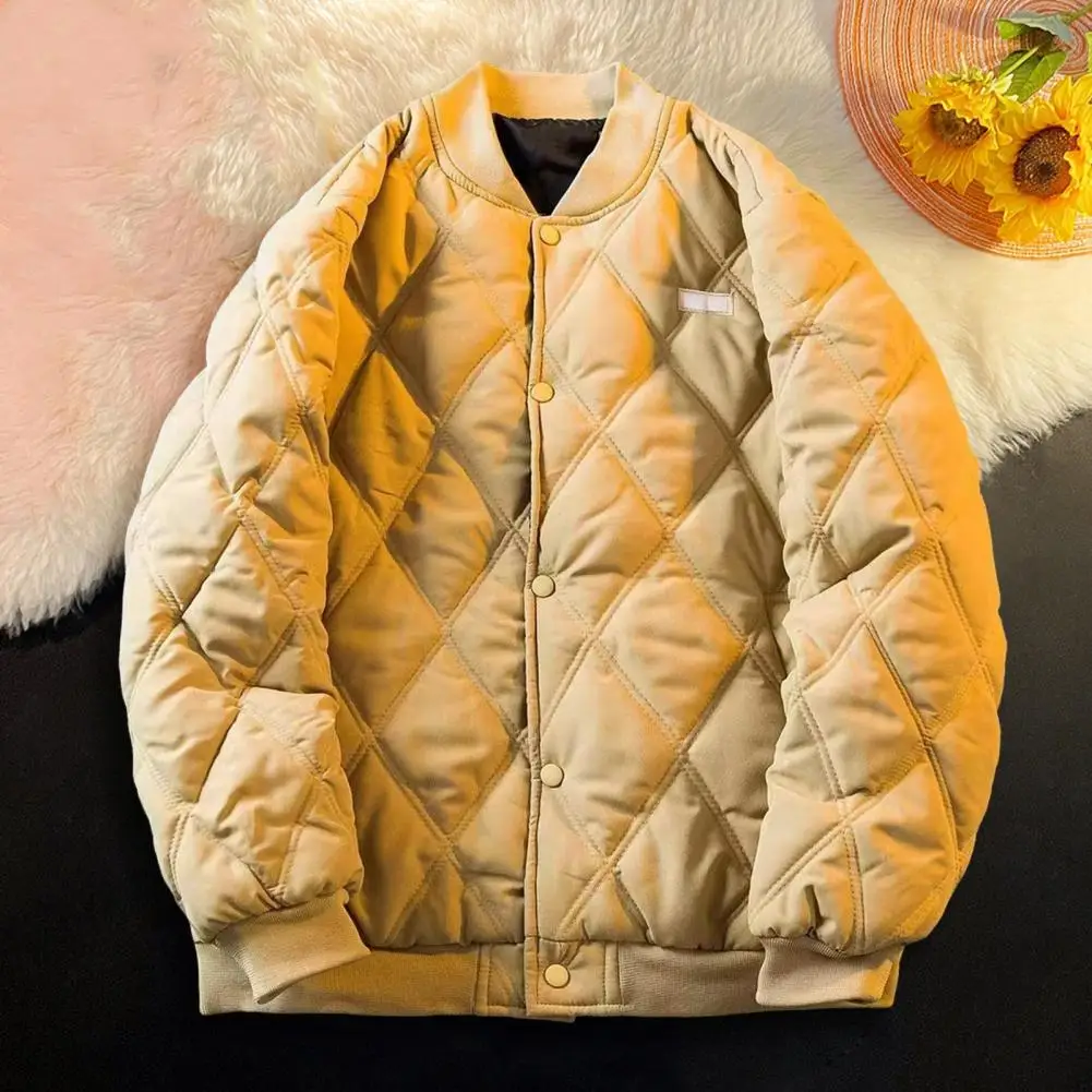 الرجال Bomber سترة مبطن اسكواش البيسبول سترة الشتاء الدافئة معطف مبطّن عادية فضفاضة تناسب الذكور أبلى للعمل الشارع اليومي