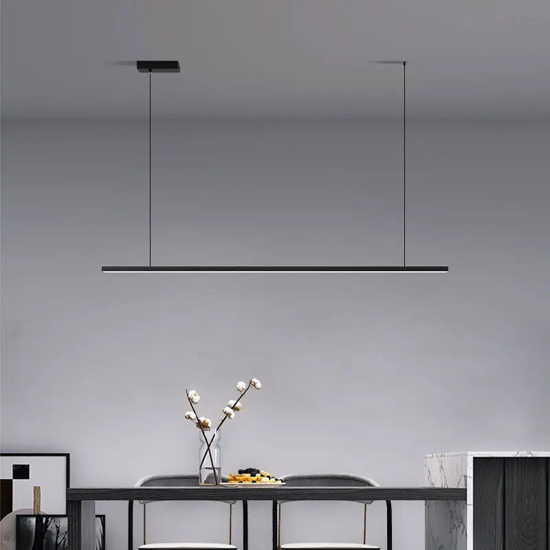 الإبداعية Led أسود أبيض غرفة الطعام قلادة ضوء الشمال الحديثة غرفة نوم طويلة الثريا بسيطة المنزل داخلي إضاءة ديكوريّة مصابيح