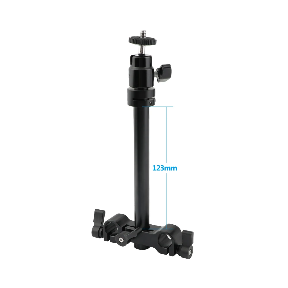 HDRIG regulowany uchwyt podporowy głowica kulowa z 1/4 "z gwintem zewnętrznym mocowaniem + pręt 15mm i blok szynowy DIY do monitora/światła błyskowego/wideo