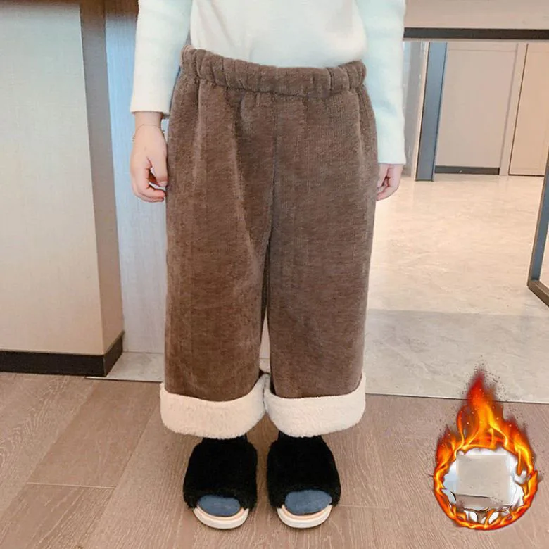 Spring Autumn New Baby Girls Corduroy Pants Thickened Patchwork Elastic Waist Children Girls Trousers Straight Little Girl Pants