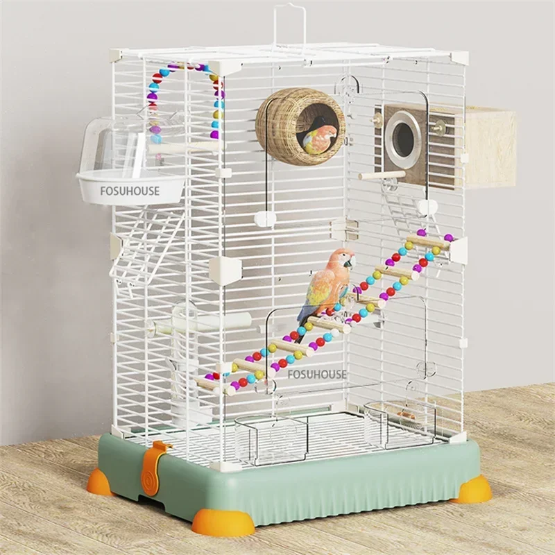 Parrot Bird Cage Phoenix Peony Pigeon Love Bird simple Metal Villa  Home Large Space activity Cage with Bird Feeder Accessories