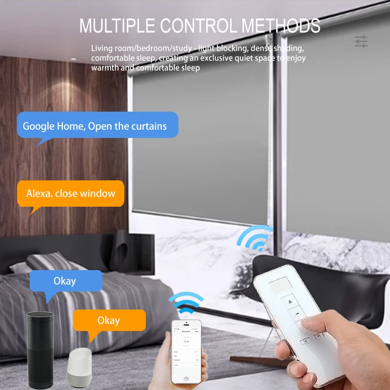 A-OK AM35 tuya wifi tubular motor work with alexa google home   window shading rolling motor for smart home