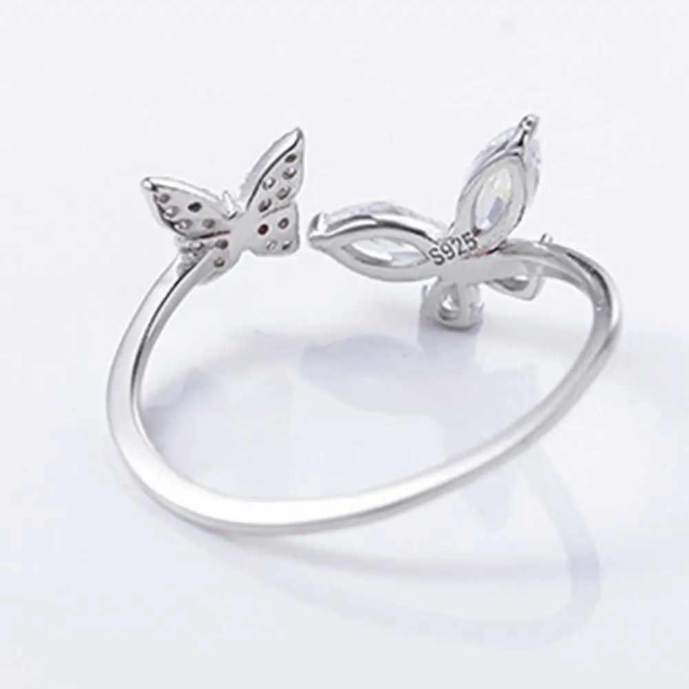 Butterfly Opening Rings For Women Butterfly Minimalist Adjustable Silver Zircon Butterfly Rings Luxury Style Jewelry Gift