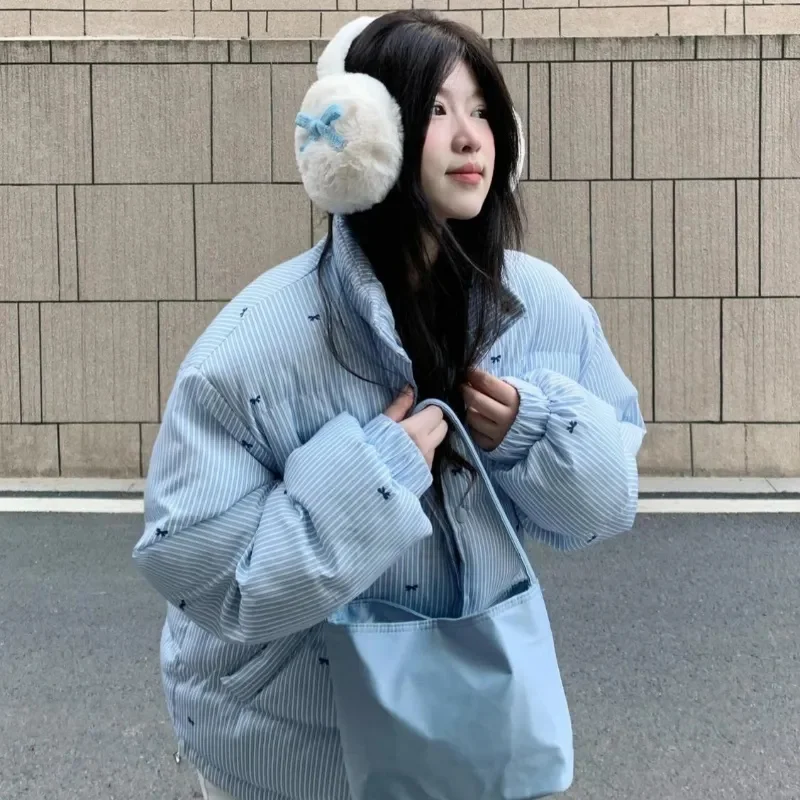 2025 冬肥厚綿コートジャケット女性のためのトレンディな多用途学生韓国スタイルルーズフィットパッド入りジャケット低身長