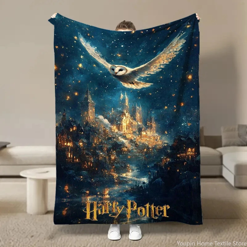 

Harry Potter Printed Flannel Blanket for Bed Bedroom Sofa Picnic Warm Throw Blanket for Cover Four Season Soft Fluffy Blanket