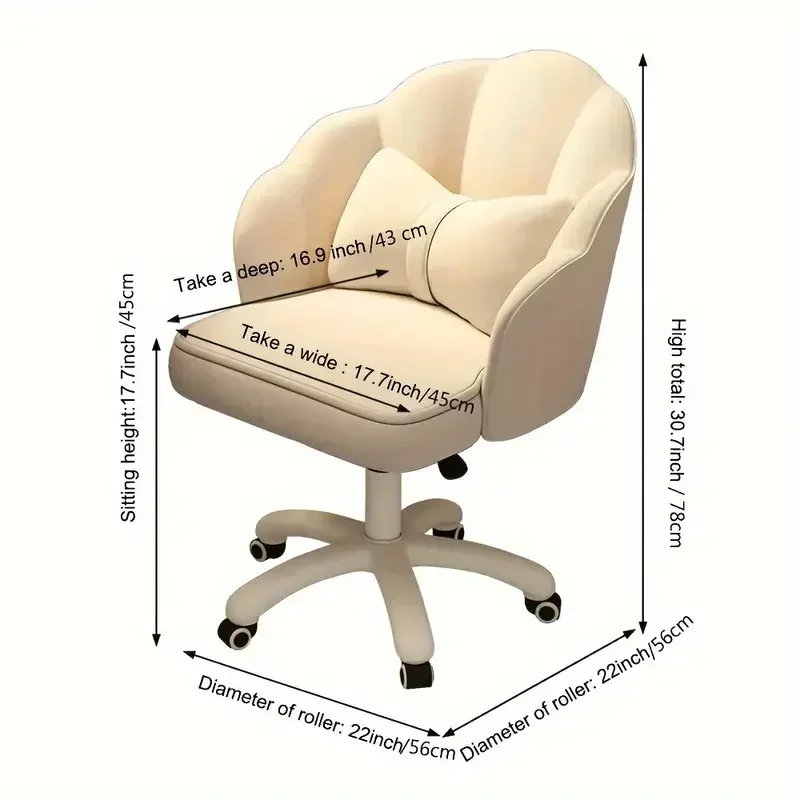 Office Chair Cute Petal Desk Modern Fabric Home Butterfly Height Adjustable Makeup Computer Ergonomic Chair Computer Chair