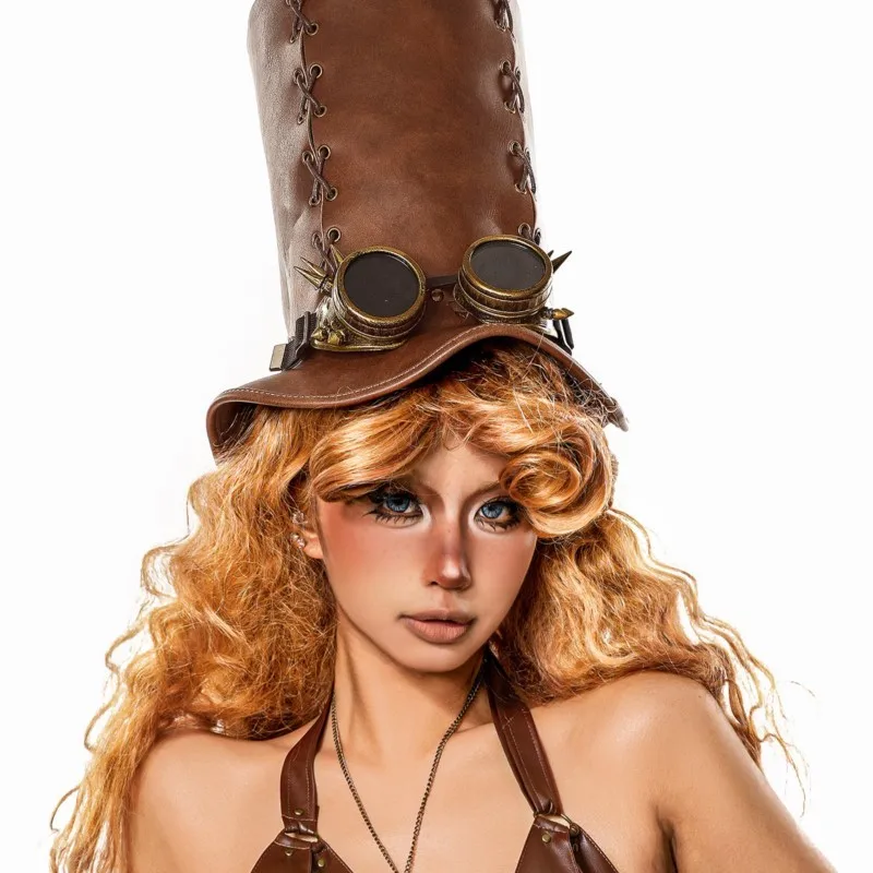 Steam hood children wear goggles leather top hat