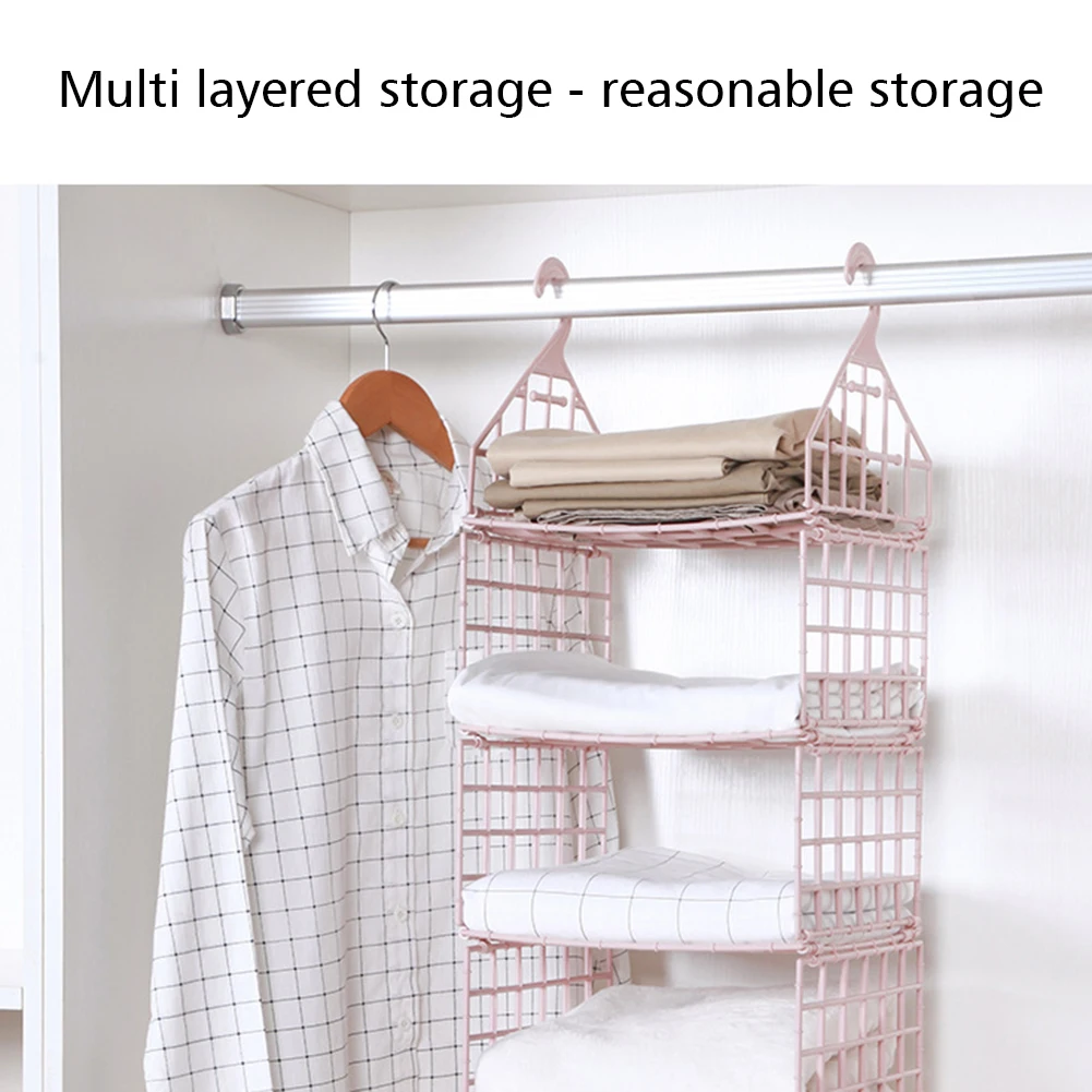 2/3/4/5 Tier Foldable Hanging Closet Organisers Hangable Clothes Finishing Basket For Laundry Room