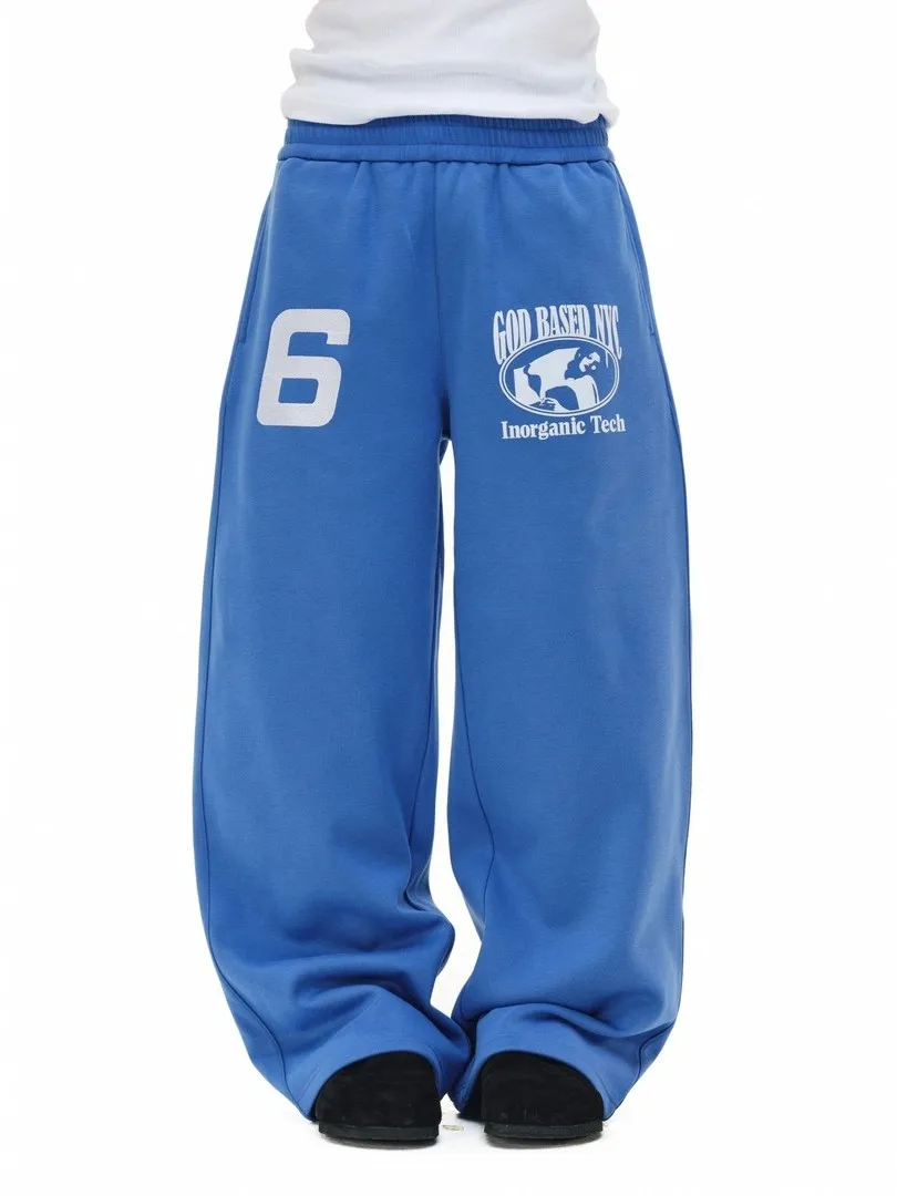 

American Sle Floing Embroidery Print Wide Leg Pants Men Loose Sports Sweatpants Autumn Winter Thi Warm Casual Trousers