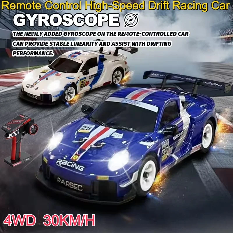 

1:28 2.4G RC Car With LED Lights 4WD Gyro Alloy Chassis High-Speed 30KM/H Remote Control Car Off-Road Drift Racing Car Toys