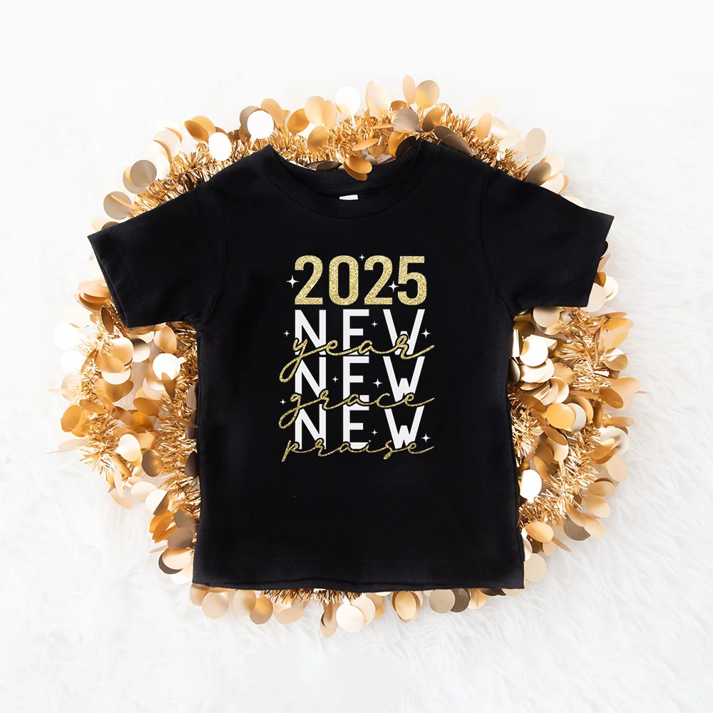 Camisa engraçada de Natal infantil, camisa de criança, véspera de Ano Novo, feliz ano novo, 2022