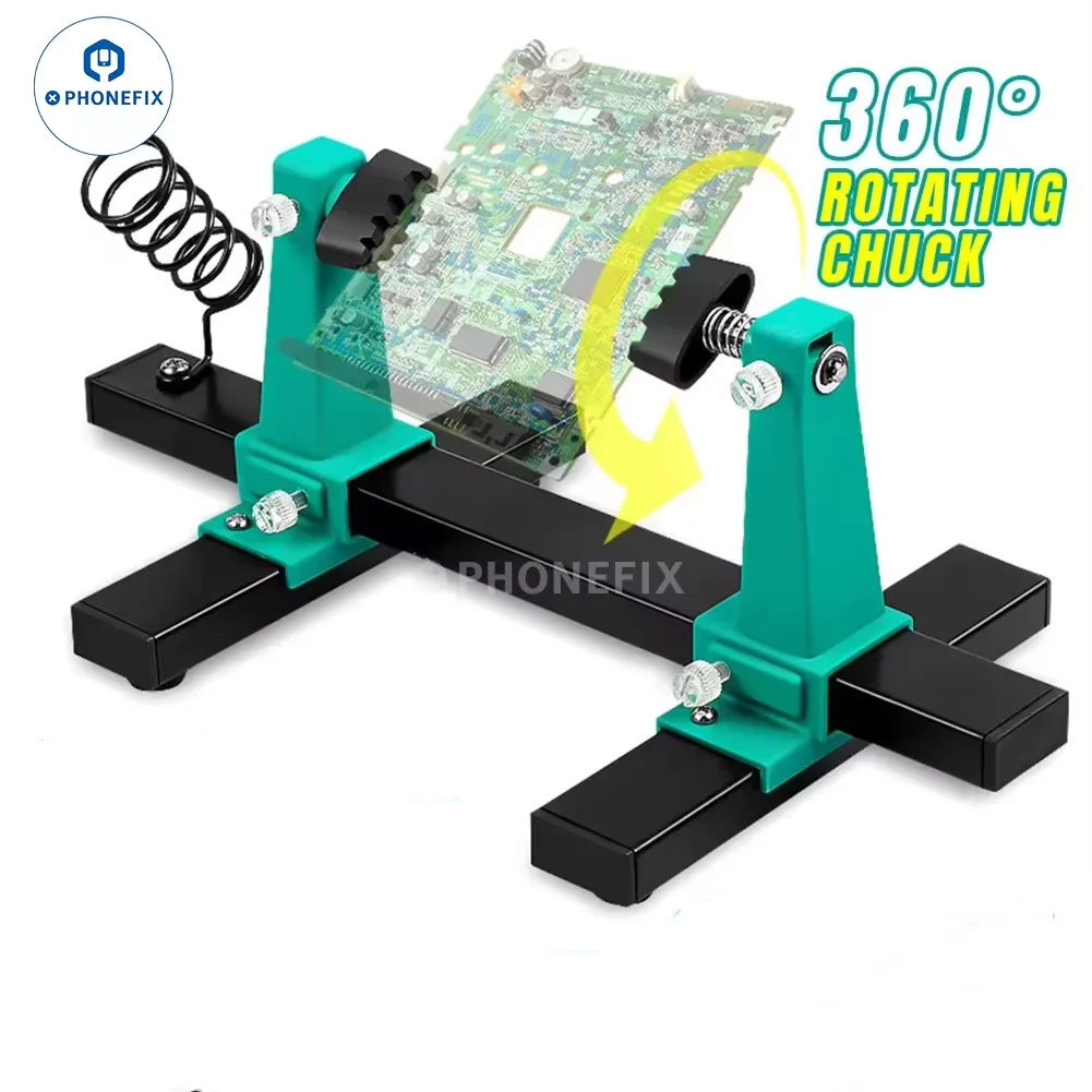 Imagem -02 - Rotação Pcb Circuito Placa-mãe Suporte de Solda Dispositivo Elétrico Metal para Telefone pc Faça Você Mesmo Reparação Montagem Suporte Ferramenta Acampamento Sn390 360 °