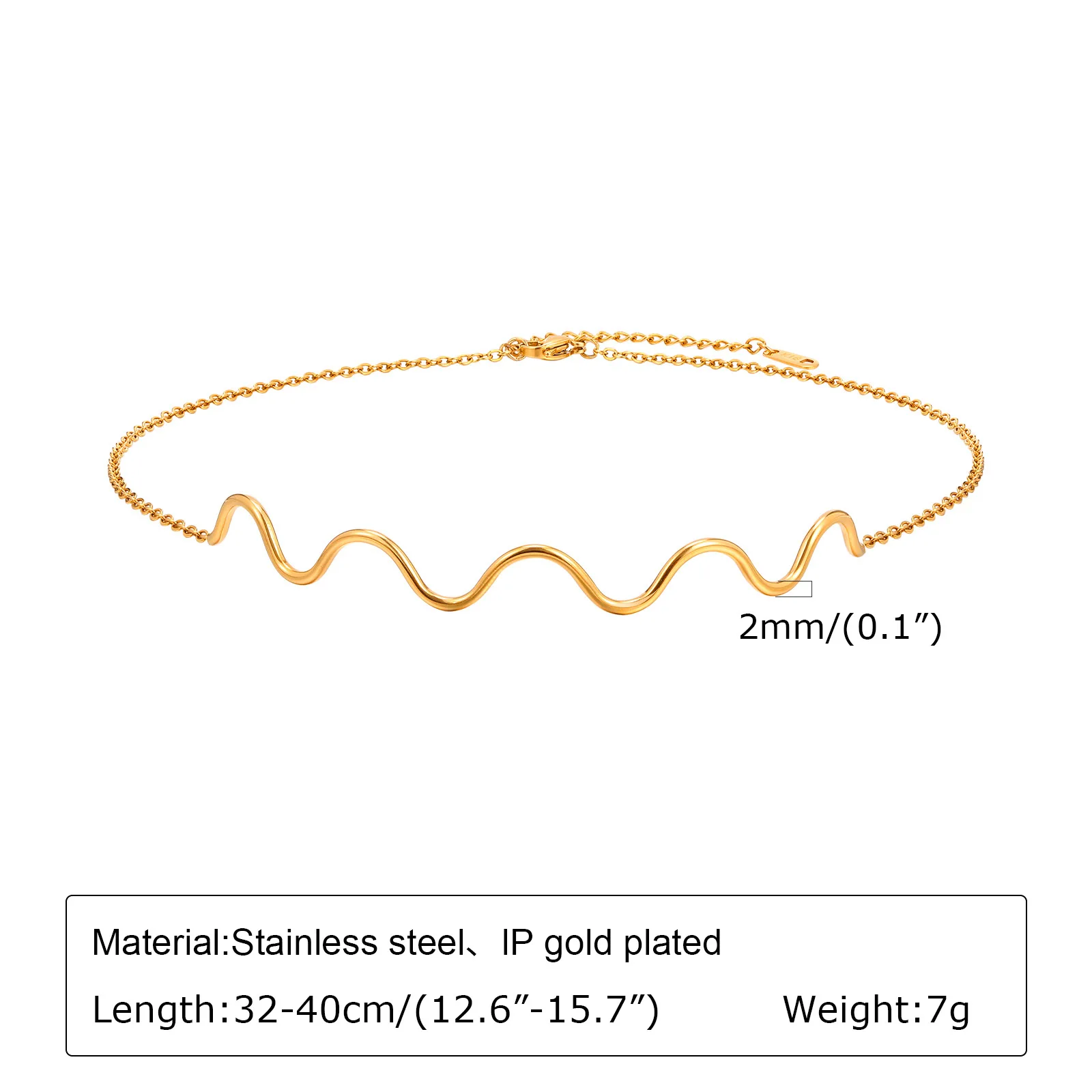 Neck Necklaces Stainless Steel Wavy Line Element Women OL Personalized Collar Fashion Jewelry Party Gift